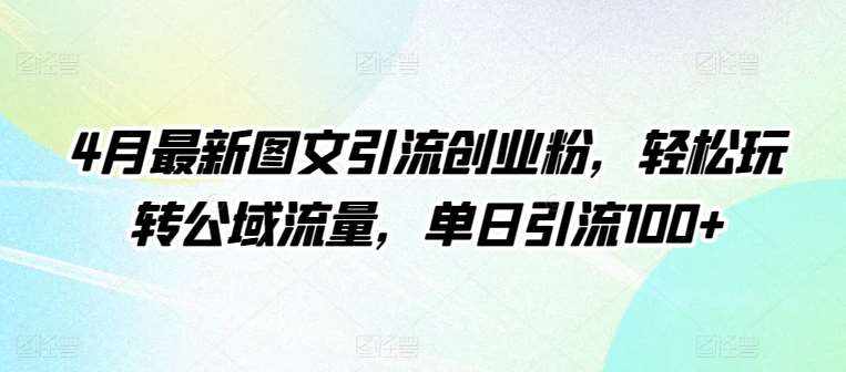 4月最新图文引流创业粉，轻松玩转公域流量，单日引流100+【揭秘】-泰戈创艺资源库