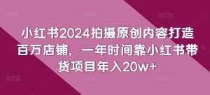 小红书2024拍摄原创内容打造百万店铺，一年时间靠小红书带货项目年入20w+-泰戈创艺资源库
