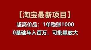 (11245期)【淘宝项目】超高价品:1单赚1000多,0基础年入百万,可批量放大-泰戈创艺资源库