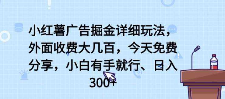 小红薯广告掘金详细玩法，外面收费大几百，小白有手就行，日入300+【揭秘】-泰戈创艺资源库
