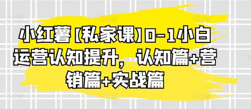 小红薯【私家课】0-1小白运营认知提升，认知篇+营销篇+实战篇-泰戈创艺资源库