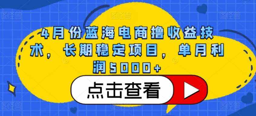 4月份蓝海电商撸收益技术，长期稳定项目，单月利润5000+【揭秘】-泰戈创艺资源库