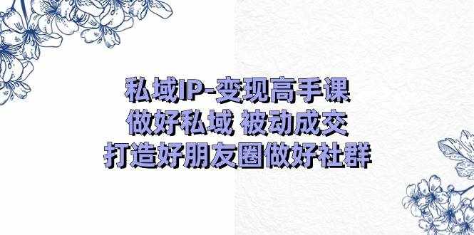 私域IP变现高手课：做好私域被动成交，打造好朋友圈做好社群（18节）-泰戈创艺资源库
