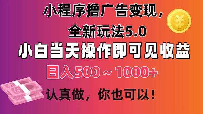 （11290期）小程序撸广告变现，全新玩法5.0，小白当天操作即可上手，日收益 500~1000+-泰戈创艺资源库