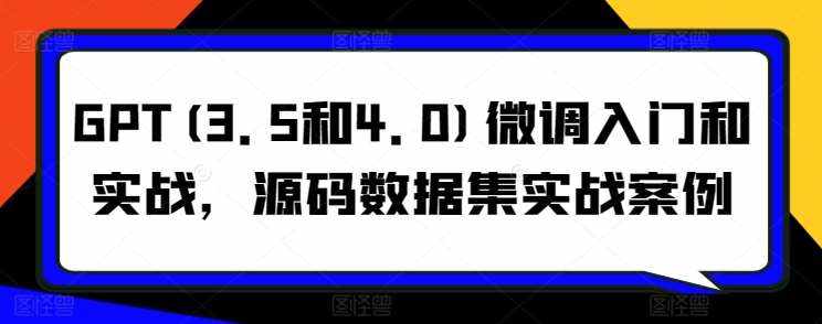 GPT(3.5和4.0)微调入门和实战，源码数据集实战案例-泰戈创艺资源库