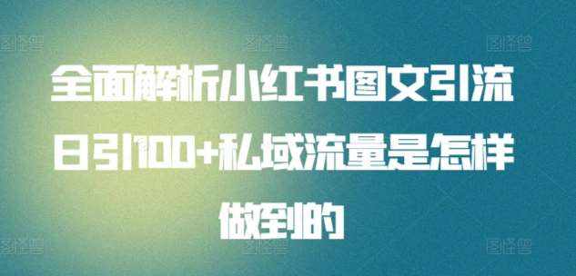 全面解析小红书图文引流日引100+私域流量是怎样做到的【揭秘】-泰戈创艺资源库