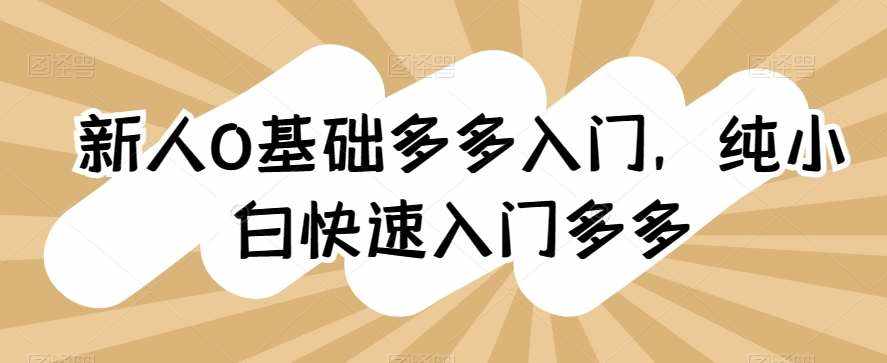新人0基础多多入门，​纯小白快速入门多多-泰戈创艺资源库