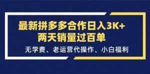 （11288期）最新拼多多合作日入3K+两天销量过百单，无学费、老运营代操作、小白福利-泰戈创艺资源库