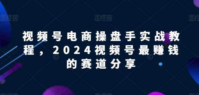 视频号电商实战教程，2024视频号最赚钱的赛道分享-泰戈创艺资源库