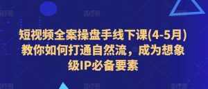 短视频全案操盘手线下课(4-5月)教你如何打通自然流，成为想象级IP必备要素-泰戈创艺资源库