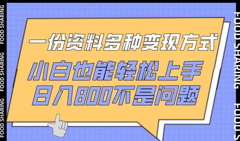 一份资料多种变现方式，小白也能轻松上手，日入800不是问题【揭秘】-泰戈创艺资源库