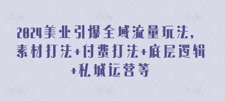 2024美业引爆全域流量玩法，素材打法 付费打法 底层逻辑 私城运营等-泰戈创艺资源库