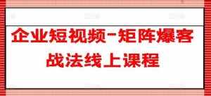 企业短视频-矩阵爆客战法线上课程-泰戈创艺资源库
