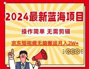 （11268期）2024最新蓝海项目，无需剪辑，京东图文短视频无脑搬运月入2W+-泰戈创艺资源库