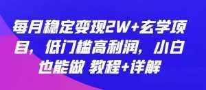 每月稳定变现2W+玄学项目,低门槛高利润,小白也能做 教程+详解【揭秘】-泰戈创艺资源库