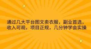 通过几大平台图文卖衣服，副业首选，收入可观，项目正规，几分钟学会实操【揭秘】-泰戈创艺资源库