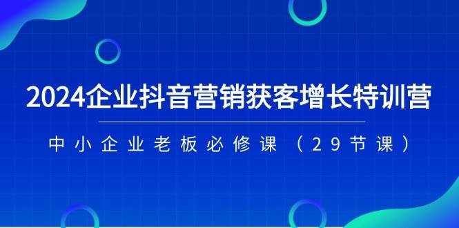 （11349期）2024企业抖音-营销获客增长特训营，中小企业老板必修课（29节课）-泰戈创艺资源库