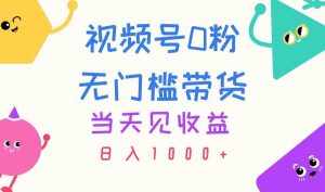（11348期）视频号0粉无门槛带货，当天见收益，日入1000+-泰戈创艺资源库