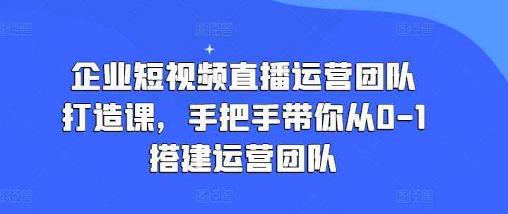 企业短视频直播运营团队打造课，手把手带你从0-1搭建运营团队-泰戈创艺资源库