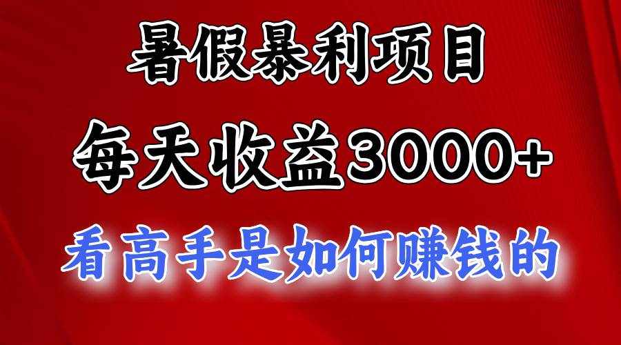 (11422期)暑假暴利项目,每天收益3000+ 努努力能达到5000+,暑假大流量来了-泰戈创艺资源库