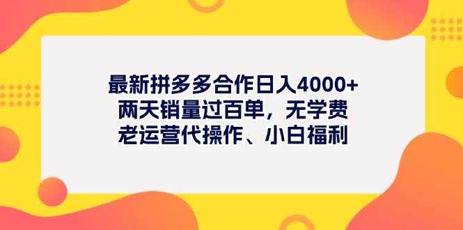 （11410期）最新拼多多项目日入4000+两天销量过百单，无学费、老运营代操作、小白福利-泰戈创艺资源库