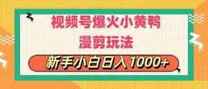 （11313期）视频号爆火小黄鸭搞笑漫剪玩法，每日1小时，新手小白日入1000+-泰戈创艺资源库