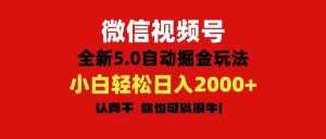 （11332期）微信视频号变现，5.0全新自动掘金玩法，日入利润2000+有手就行-泰戈创艺资源库