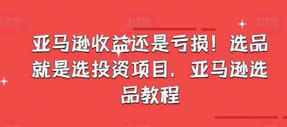 亚马逊收益还是亏损！选品就是选投资项目，亚马逊选品教程-泰戈创艺资源库