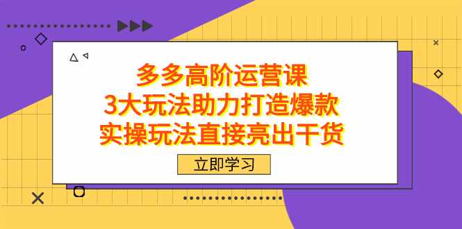 拼多多高阶·运营课，3大玩法助力打造爆款，实操玩法直接亮出干货-泰戈创艺资源库