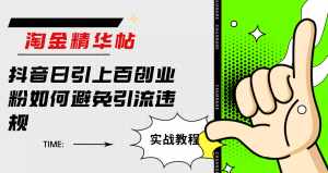 淘金精华帖抖音日引上百创业粉如何避免引流违规-泰戈创艺资源库
