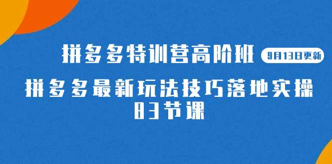 2023拼多多·特训营高阶班【9月13日更新】拼多多最新玩法技巧落地实操-83节-泰戈创艺资源库