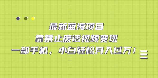 最新蓝海项目，靠禁止废话视频变现，一部手机，小白轻松月入过万！-泰戈创艺资源库