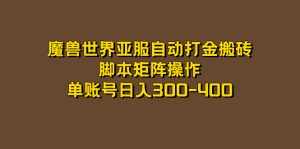 魔兽世界亚服自动打金搬砖，脚本矩阵操作，单账号日入300-400-泰戈创艺资源库