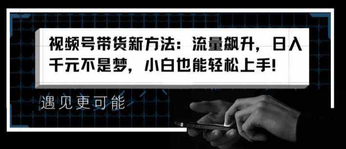 视频号带货新方法：流量飙升，日入千元不是梦，小白也能轻松上手【揭秘】-泰戈创艺资源库