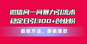 (11486期)微信问一问暴力引流术,稳定日引300+创业粉,最新方法,条条爆款-泰戈创艺资源库