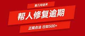 靠几句话术帮人解决逾期日入500＋ 看一遍就会 正规合法-泰戈创艺资源库