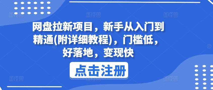 网盘拉新项目，新手从入门到精通(附详细教程)，门槛低，好落地，变现快-泰戈创艺资源库