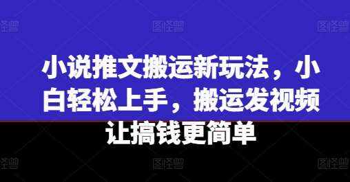 小说推文搬运新玩法，小白轻松上手，搬运发视频让搞钱更简单-泰戈创艺资源库