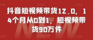 抖音短视频带货12.0，14个月从0到1，短视频带货90万件-泰戈创艺资源库