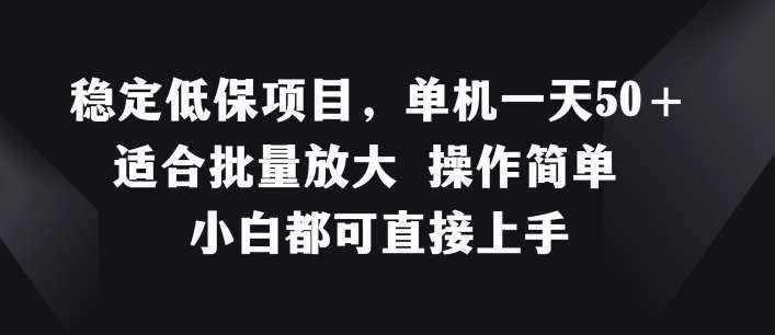 稳定低保项目，单机一天50+适合批量放大 操作简单 小白都可直接上手【揭秘】-泰戈创艺资源库