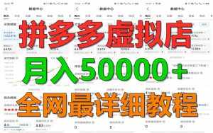拼多多虚拟电商训练营月入50000+你也行,暴利稳定长久,副业首选-泰戈创艺资源库