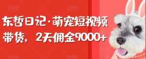 东哲日记·萌宠短视频带货，2天佣金9000+-泰戈创艺资源库