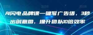 AI闪电品牌课一键写广告语,3秒出创意图,提升团队10倍效率-泰戈创艺资源库