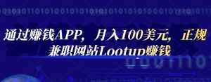 通过赚钱APP，月入100美元，正规兼职网站Lootup赚钱-泰戈创艺资源库