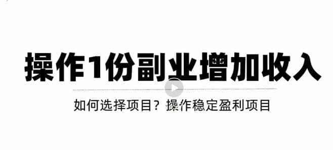 新手如何通过操作副业增加收入，从项目选择到玩法分享！【视频教程】-泰戈创艺资源库