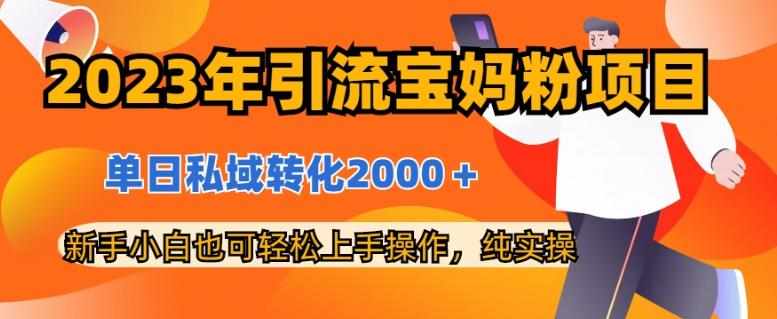 2023年引流宝妈粉项目，单日私域转化2000＋，新手小白也可轻松上手操作，纯实操-泰戈创艺资源库