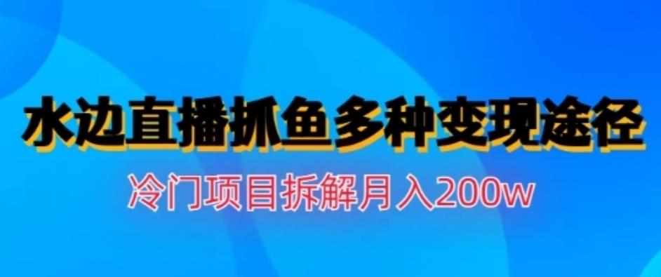 水边直播抓鱼，多种变现途径冷门项目，月入200w拆解【揭秘】-泰戈创艺资源库