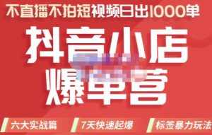 2022年抖音小店爆单营，不直播、不拍短视频、日出1000单，暴力玩法-泰戈创艺资源库