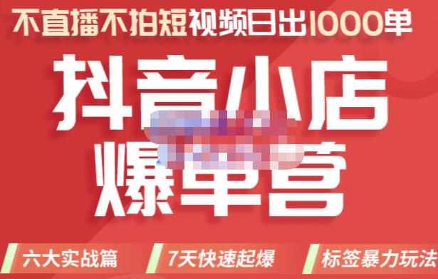 2022年抖音小店爆单营，不直播、不拍短视频、日出1000单，暴力玩法-泰戈创艺资源库