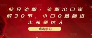 业仔外贸：外贸出口详解30节，小白0基础进击外贸达人 价值666元-泰戈创艺资源库